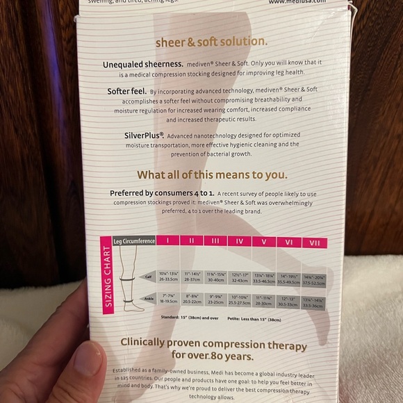 Mediven Sheer & Soft Calf, Closed Toe, Natural Mild Medical Compression Hose,new - Picture 4 of 7
